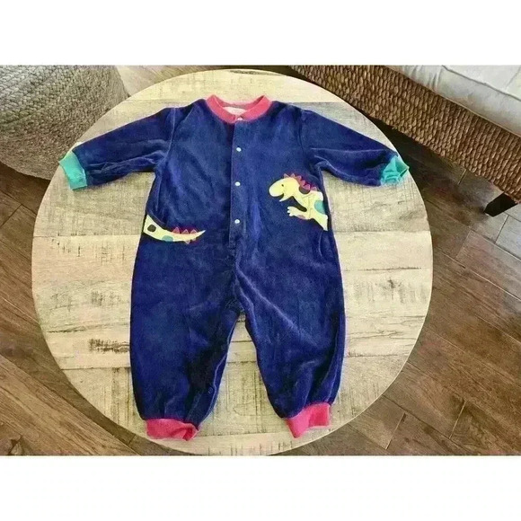 Baby Beluga New York Other - Vintage Baby Beluga New York Veloud Romper Baby Size 18 Months Dinosaurs